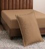 Brown Solid 210 TC Cotton Bedsheet With Single Size Bedsheet With 1 Pillow Cover