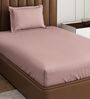Pink Solid 210 TC Cotton Bedsheet With Single Size Bedsheet With 1 Pillow Cover