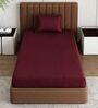 Maroon Solid 210 TC Cotton Bedsheet With Single Size Bedsheet With 1 Pillow Cover