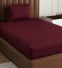 Maroon Solid 210 TC Cotton Bedsheet With Single Size Bedsheet With 1 Pillow Cover
