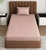 Pink Solid 210 TC Cotton Bedsheet With Single Size Bedsheet With 1 Pillow Cover