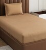 Brown Solid 210 TC Cotton Bedsheet With Single Size Bedsheet With 1 Pillow Cover