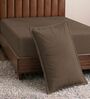 Brown Solid 210 TC Cotton Bedsheet With Single Size Bedsheet With 1 Pillow Cover