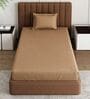 Brown Solid 210 TC Cotton Bedsheet With Single Size Bedsheet With 1 Pillow Cover