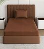 Brown Solid 210 TC Cotton Bedsheet With Single Size Bedsheet With 1 Pillow Cover
