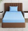 Blue Solid 210 TC Cotton Bedsheet With Single Size Bedsheet With 1 Pillow Cover