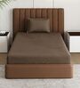 Brown Solid 210 TC Cotton Bedsheet With Single Size Bedsheet With 1 Pillow Cover