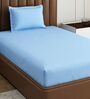 Blue Solid 210 TC Cotton Bedsheet With Single Size Bedsheet With 1 Pillow Cover