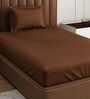 Brown Solid 210 TC Cotton Bedsheet With Single Size Bedsheet With 1 Pillow Cover