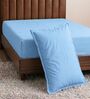 Blue Solid 210 TC Cotton Bedsheet With Single Size Bedsheet With 1 Pillow Cover