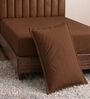 Brown Solid 210 TC Cotton Bedsheet With Single Size Bedsheet With 1 Pillow Cover