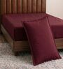Maroon Solid 210 TC Cotton Bedsheet With Single Size Bedsheet With 1 Pillow Cover