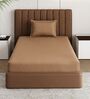 Brown Solid 210 TC Cotton Bedsheet With Single Size Bedsheet With 1 Pillow Cover