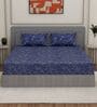Blue Abstract 210 TC Cotton King Sized Bedsheet With 2 Pillow Covers
