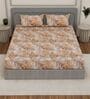 Brown Abstract 210 TC Cotton King Sized Bedsheet With 2 Pillow Covers