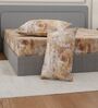 Brown Abstract 210 TC Cotton King Sized Bedsheet With 2 Pillow Covers