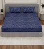 Blue Abstract 210 TC Cotton King Sized Bedsheet With 2 Pillow Covers