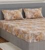 Brown Abstract 210 TC Cotton King Sized Bedsheet With 2 Pillow Covers