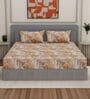 Brown Abstract 210 TC Cotton King Sized Bedsheet With 2 Pillow Covers