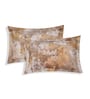 Brown Abstract 210 TC Cotton King Sized Bedsheet With 2 Pillow Covers