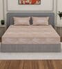 Beige Geometric 210 TC Cotton King Sized Bedsheet With 2 Pillow Covers