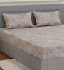 Grey Geometric 210 TC Cotton King Sized Bedsheet With 2 Pillow Covers