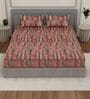 Brown Geometric 210 TC Cotton King Sized Bedsheet With 2 Pillow Covers
