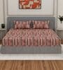 Brown Geometric 210 TC Cotton King Sized Bedsheet With 2 Pillow Covers