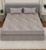 Grey Geometric 210 TC Cotton King Sized Bedsheet With 2 Pillow Covers