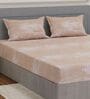 Beige Geometric 210 TC Cotton King Sized Bedsheet With 2 Pillow Covers