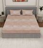 Beige Geometric 210 TC Cotton King Sized Bedsheet With 2 Pillow Covers