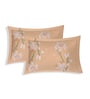 Beige Floral 200 TC Cotton King Sized Bedsheet With 2 Pillow Covers