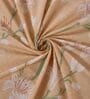 Beige Floral 200 TC Cotton King Sized Bedsheet With 2 Pillow Covers