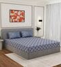 Blue Geometric 200 TC Cotton King Sized Bedsheet With 2 Pillow Covers
