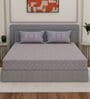 Grey Geometric 200 TC Cotton King Sized Bedsheet With 2 Pillow Covers