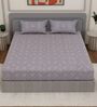 Grey Geometric 200 TC Cotton King Sized Bedsheet With 2 Pillow Covers