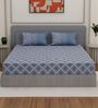 Blue Geometric 200 TC Cotton King Sized Bedsheet With 2 Pillow Covers