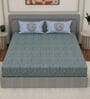Green Medallion 200 TC Cotton King Sized Bedsheet With 2 Pillow Covers