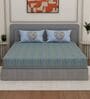Green Medallion 200 TC Cotton King Sized Bedsheet With 2 Pillow Covers
