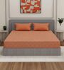 Orange Seahorse 200 TC Cotton King Sized Bedsheet With 2 Pillow Covers