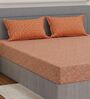 Orange Seahorse 200 TC Cotton King Sized Bedsheet With 2 Pillow Covers