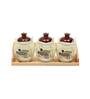 Elite Brown Ceramic 3 Pcs Condiment Jar with Tray