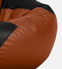 Classy XL Leatherette Bean Bag with Beans in Black & Tan Colour with Pouffe
