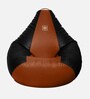 Classy XXXL Leatherette Bean Bag Cover in Black & Tan Colour