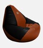 Classy XXXL Leatherette Bean Bag Cover in Black & Tan Colour