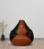 Classy XXXL Leatherette Bean Bag Cover in Black & Tan Colour