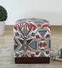 Claude Fabric Pouffe In Provincial Teak Finish