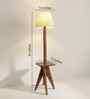 Claude Wooden Shelf Floor Lamp with Wooden Shade & Brown Base