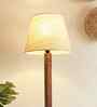 Claude Wooden Shelf Floor Lamp with Wooden Shade & Brown Base