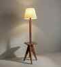 Claude Wooden Shelf Floor Lamp with Wooden Shade & Brown Base
